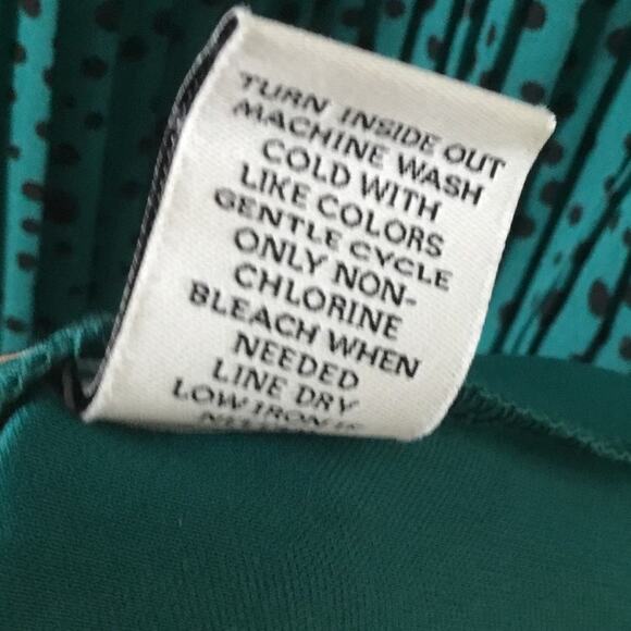 Ophelia Roe Pleated Oversized Dress Turquoise with Black Dots size M - Picture 4 of 4